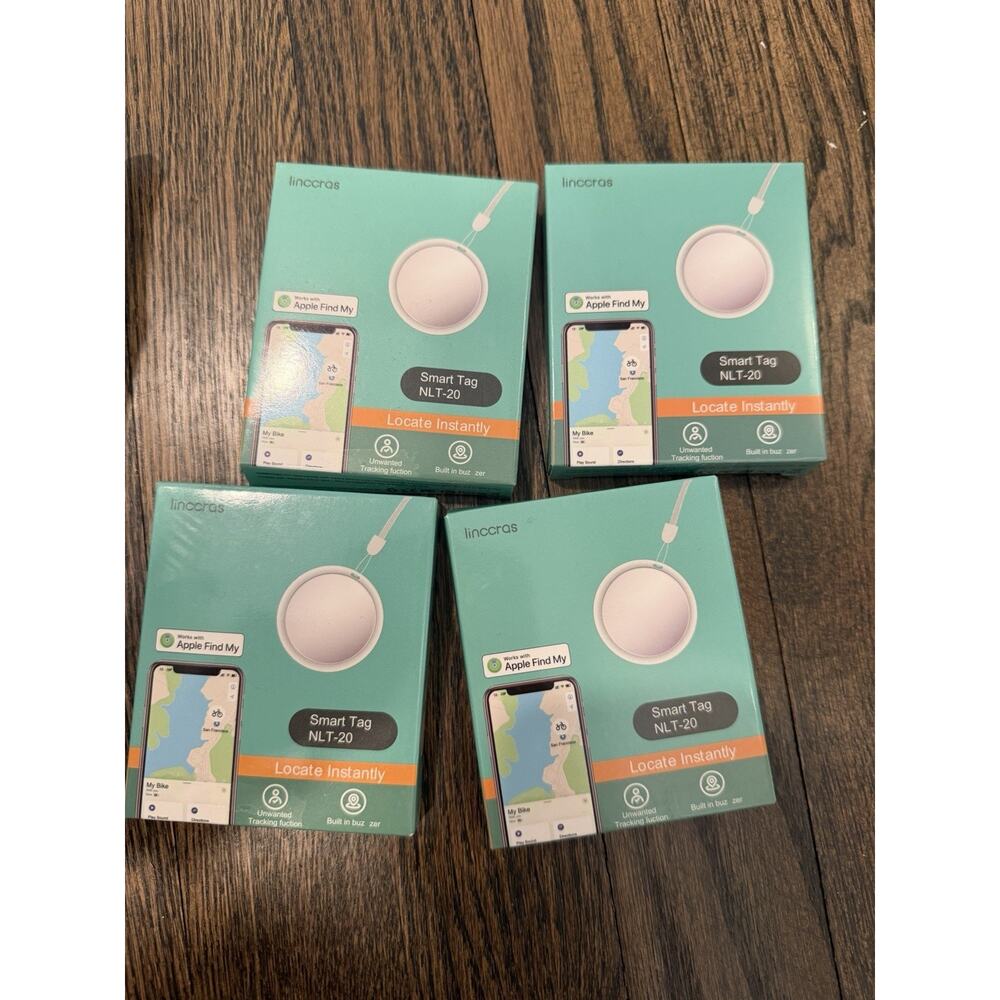 Lot Of 4 Smart Tag Bluetooth Tracker, Works with Apple Find My (iOS Only)